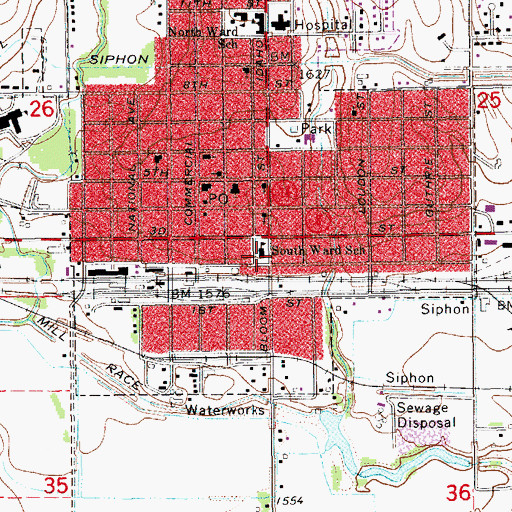 Topographic Map of South Ward Elementary School, NE