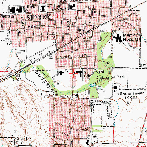 Topographic Map of South Ward School, NE