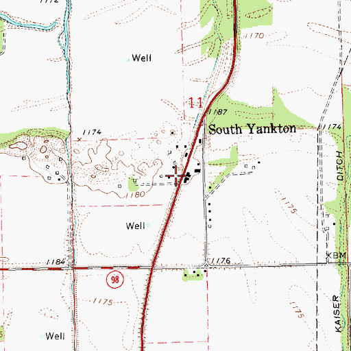 Topographic Map of South Yankton, NE