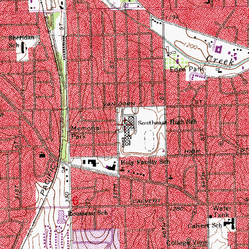 Topographic Map of Southeast High School, NE
