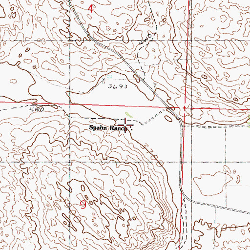 Topographic Map of Spahn Ranch, NE