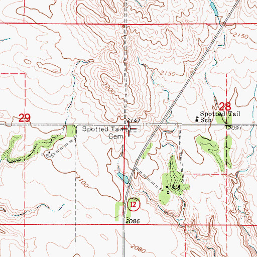 Topographic Map of Spotted Tail Cemetery, NE