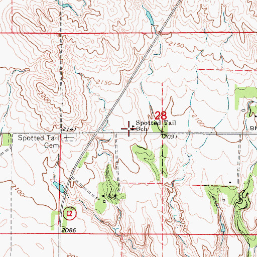 Topographic Map of Spotted Tail School (historical), NE