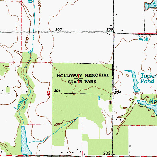 Topographic Map of Holloway Memorial State Park, AR