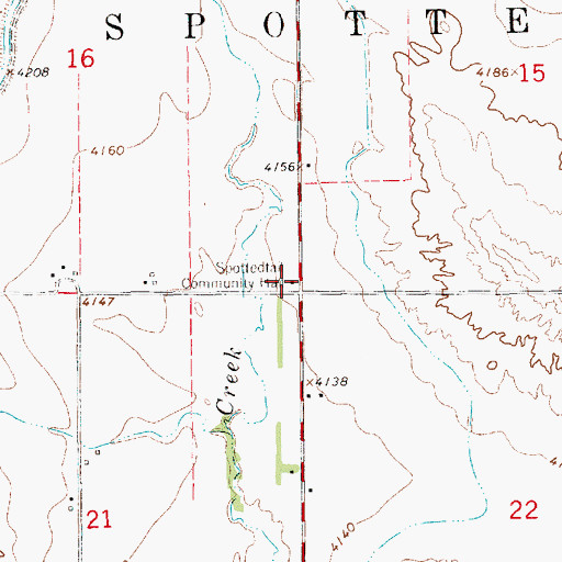 Topographic Map of Spottedtail Community Hall, NE