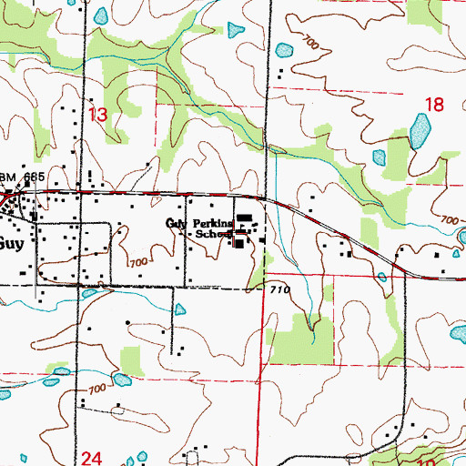 Topographic Map of Guy Perkins School, AR