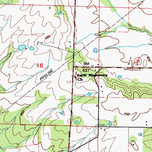 Topographic Map of Faith Missionary Baptist Church, AR