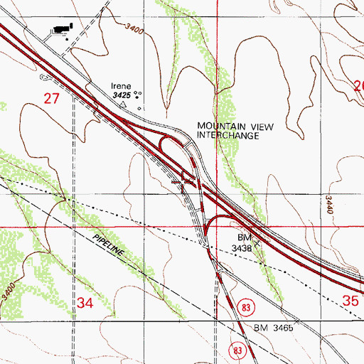 Topographic Map of Mountain View Overpass, AZ