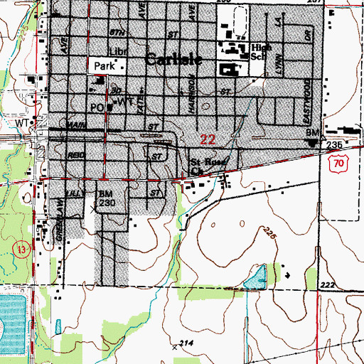 Topographic Map of Saint Rose Catholic Church, AR