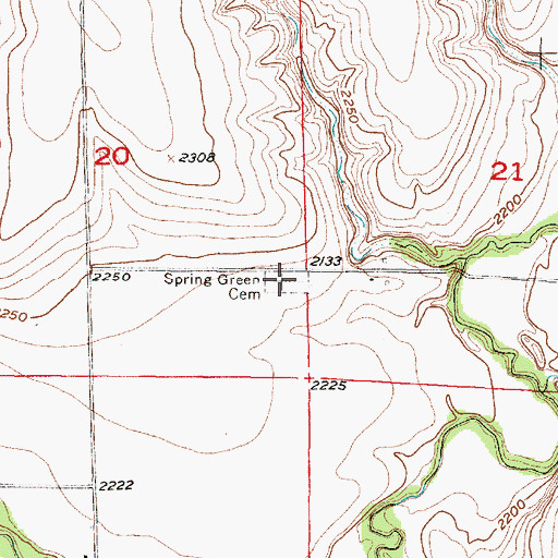 Topographic Map of Spring Green Cemetery, NE