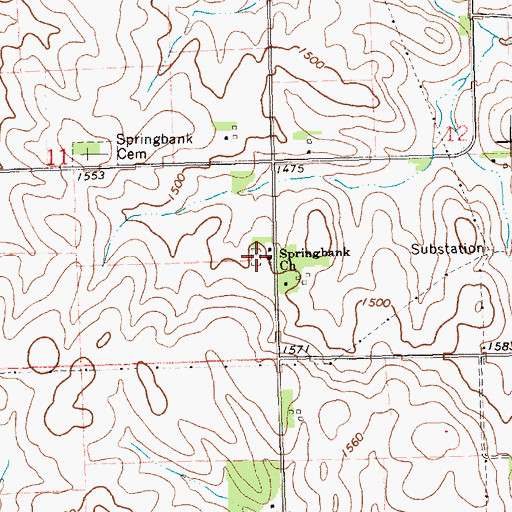 Topographic Map of Springank Church, NE