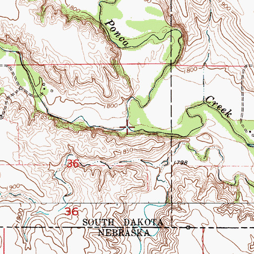 Topographic Map of Oscar Micheaux Creek, SD