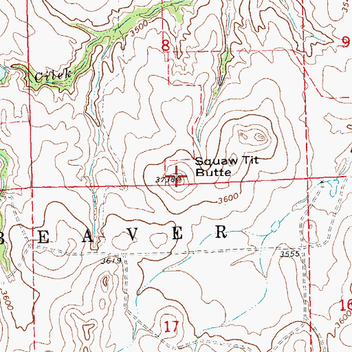 Topographic Map of Squaw Tit Butte, NE