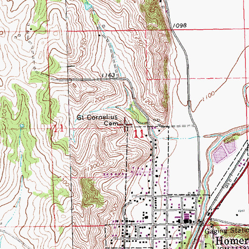 Topographic Map of Saint Cornelius Cemetery, NE