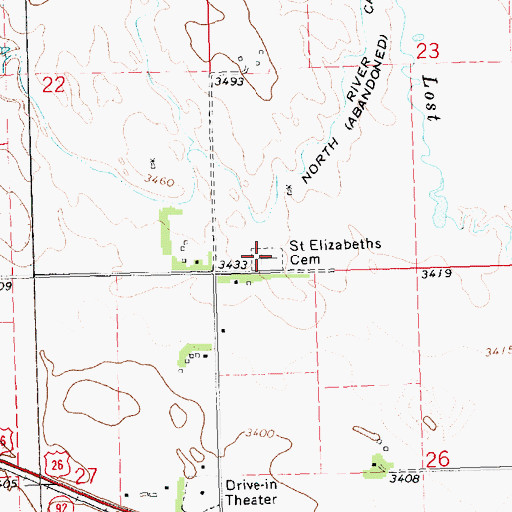 Topographic Map of Saint Elizabeths Cemetery, NE