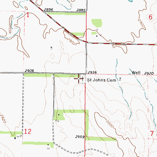 Topographic Map of Saint Johns Cemetery, NE