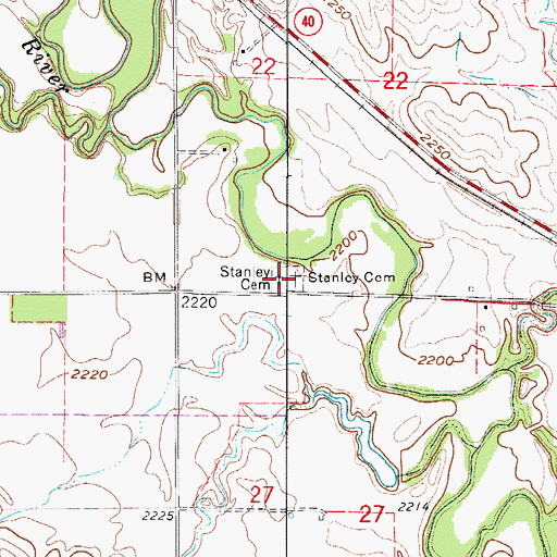 Topographic Map of Stanley Cemetery, NE