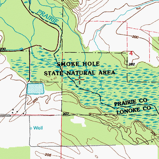 Topographic Map of Smoke Hole Natural Area, AR