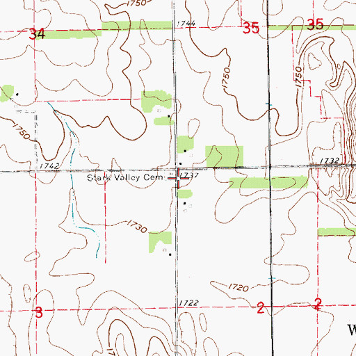Topographic Map of Stark Valley Cemetery, NE