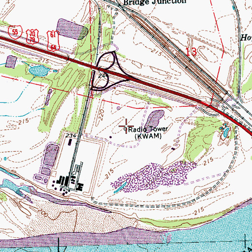 Topographic Map of KWAM Radio Tower, AR
