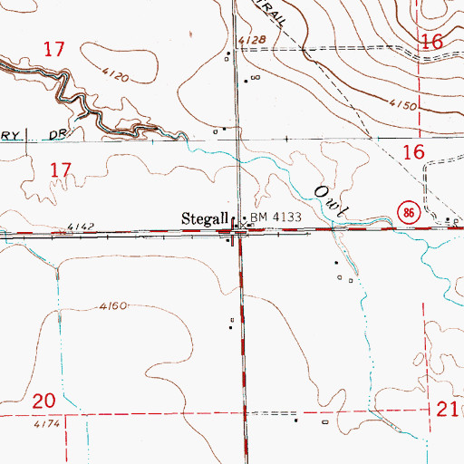 Topographic Map of Stegall, NE