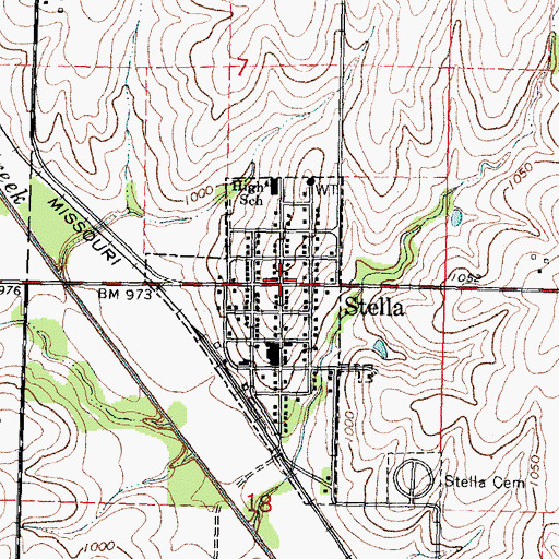 Topographic Map of Stella, NE