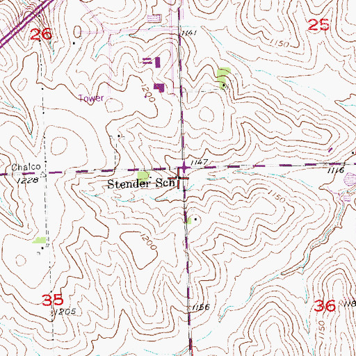 Topographic Map of Stender School, NE
