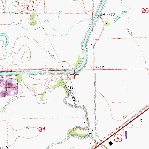 Topographic Map of Stevens Creek, NE