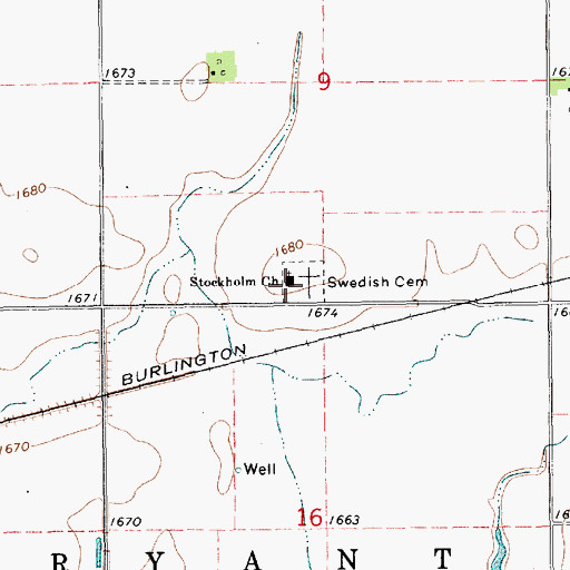 Topographic Map of Stockholm Church, NE