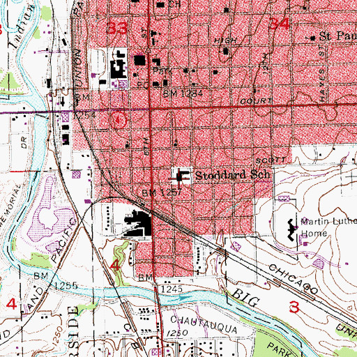 Topographic Map of Stoddard Elementary School, NE