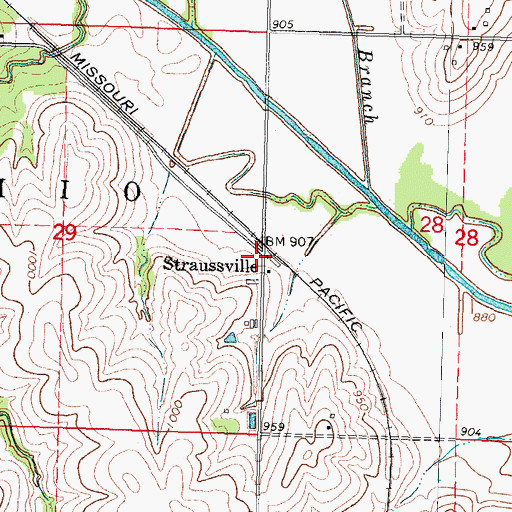 Topographic Map of Straussville, NE