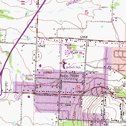Topographic Map of Asbell Elementary School, AR
