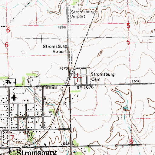Topographic Map of Stromsburg Cemetery, NE