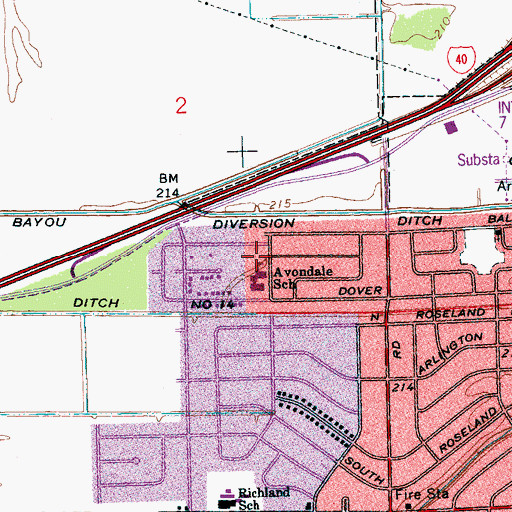 Topographic Map of Avondale Elementary School, AR