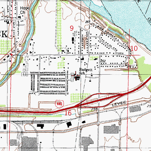 Topographic Map of Badgett Elementary School, AR