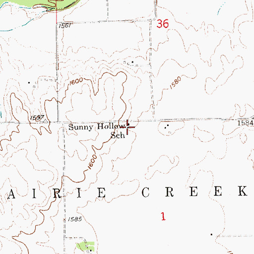 Topographic Map of Sunny Hollow School (historical), NE