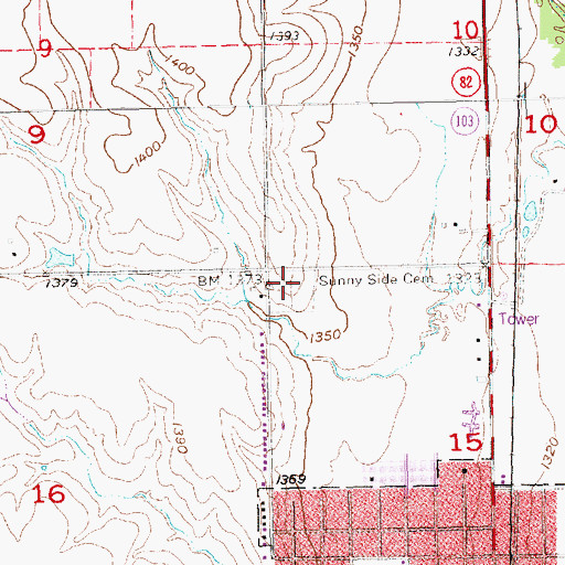 Topographic Map of Sunny Side Cemetery, NE