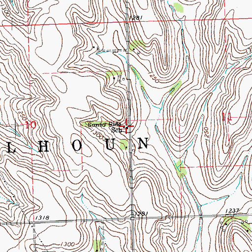 Topographic Map of Sunny Side School, NE