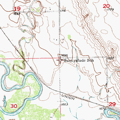 Topographic Map of Sunnyglade School (historical), NE