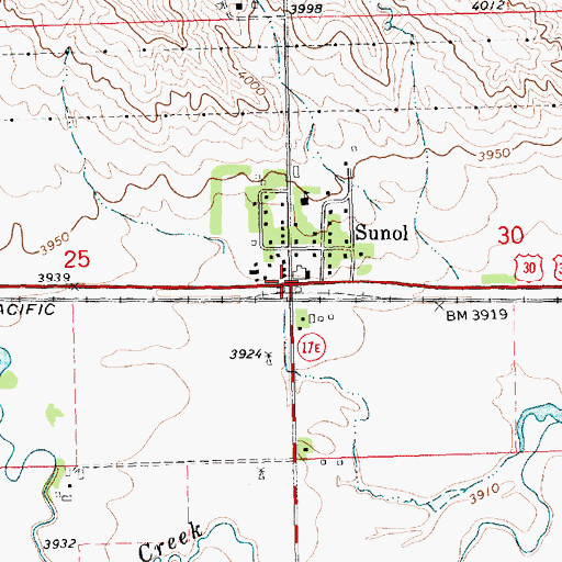 Topographic Map of Sunol, NE