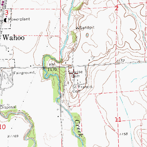 Topographic Map of Sunrise Cemetery, NE