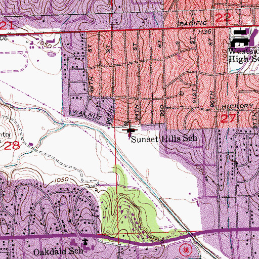 Topographic Map of Sunset Hills Elementary School, NE