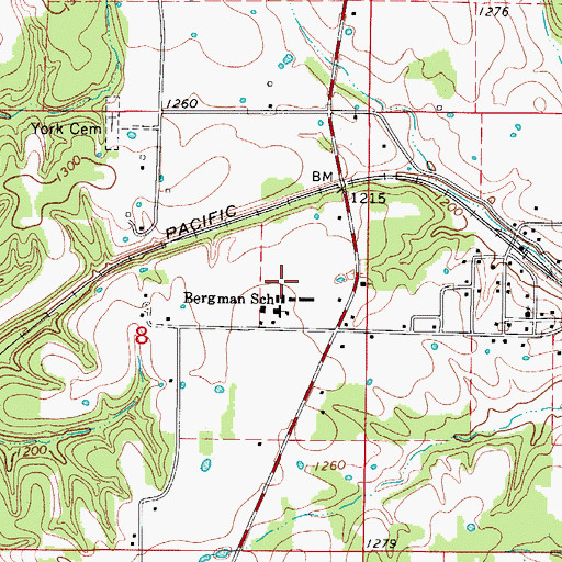 Topographic Map of Bergman High School, AR