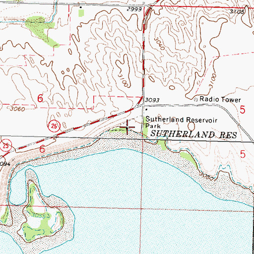 Topographic Map of Sutherland Reservoir Park, NE