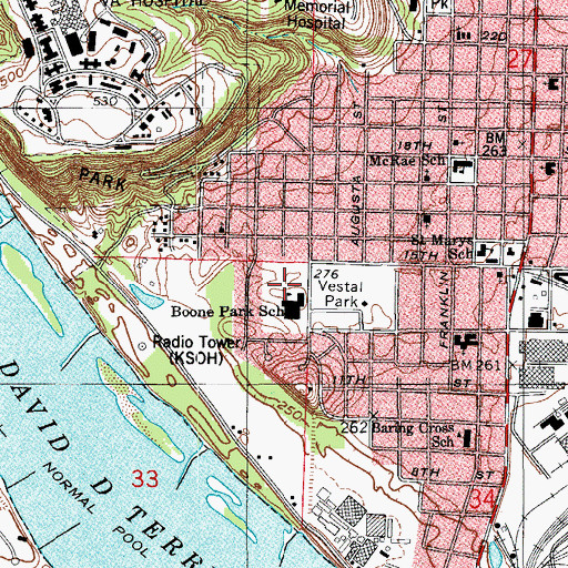 Topographic Map of Boone Park Elementary School, AR