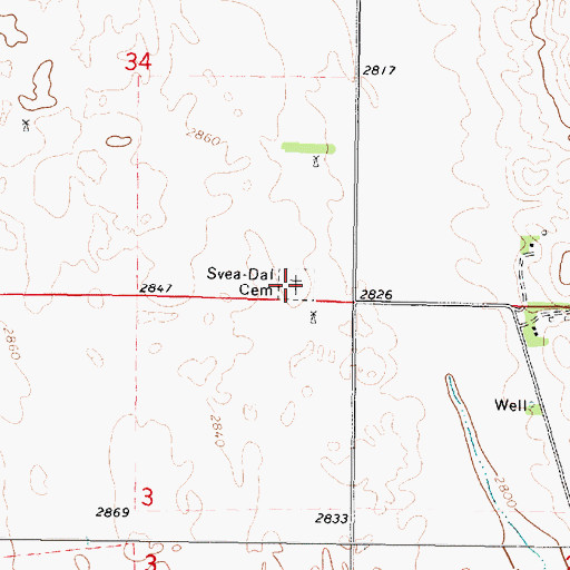 Topographic Map of Svea Dal Cemetery, NE