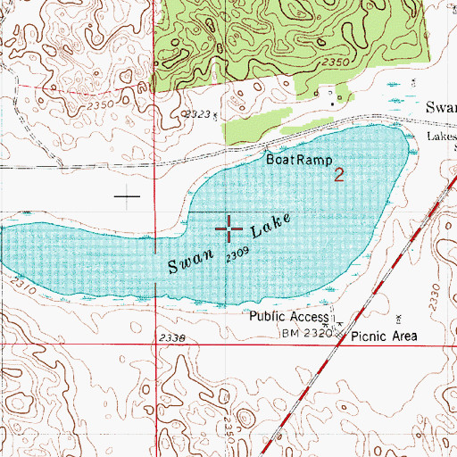 Topographic Map of Swan Lake, NE