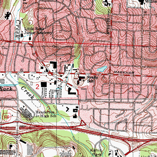 Topographic Map of Brady Elementary School, AR