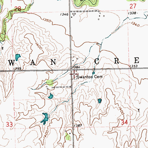Topographic Map of Swanton Cemetery, NE