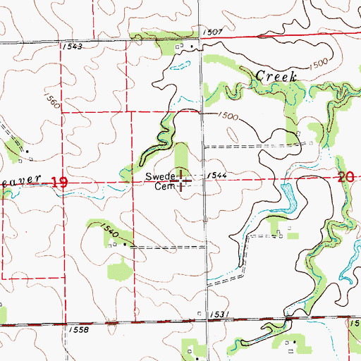 Topographic Map of Swede Cemetery, NE